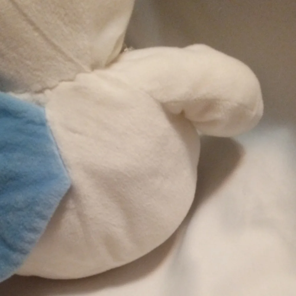 Adorable White Plush Bear with Blue Angelic Wings And Stars